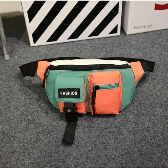 Men's chest bag colorblock fannypack belt bag hiking fashion travel accessory - Picture 3 of 6